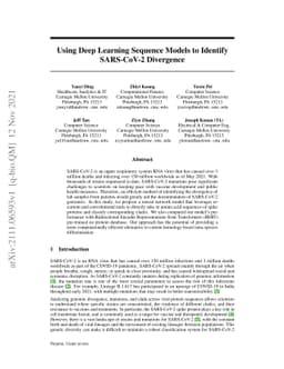 Using Deep Learning Sequence Models to Identify SARS-CoV-2 Divergence