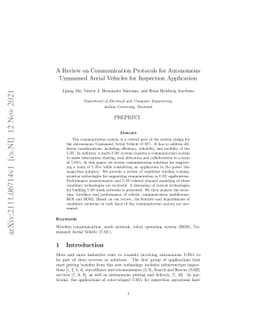 A Review on Communication Protocols for Autonomous Unmanned Aerial
  Vehicles for Inspection Application