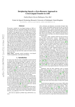Deciphering Speech: a Zero-Resource Approach to Cross-Lingual Transfer
  in ASR
