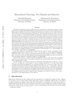 Hierarchical Clustering: New Bounds and Objective