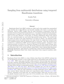 Sampling from multimodal distributions using tempered Hamiltonian
  transitions