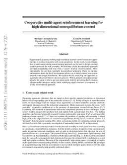 Cooperative multi-agent reinforcement learning for high-dimensional
  nonequilibrium control