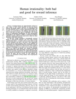 Human irrationality: both bad and good for reward inference