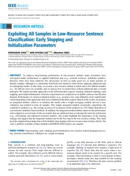 Exploiting all samples in low-resource sentence classification: early
  stopping and initialization parameters