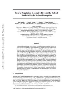 Neural Population Geometry Reveals the Role of Stochasticity in Robust
  Perception