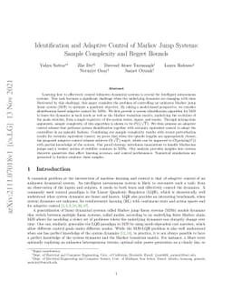 Identification and Adaptive Control of Markov Jump Systems: Sample
  Complexity and Regret Bounds