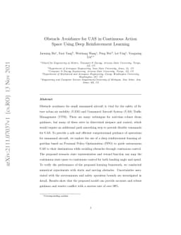 Obstacle Avoidance for UAS in Continuous Action Space Using Deep
  Reinforcement Learning