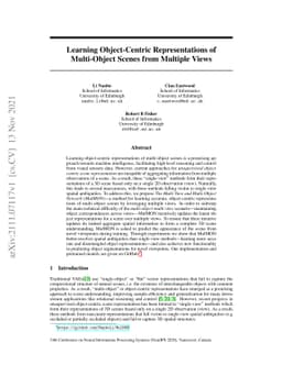Learning Object-Centric Representations of Multi-Object Scenes from
  Multiple Views