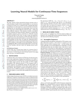 Learning Neural Models for Continuous-Time Sequences