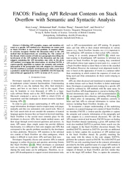 FACOS: Finding API Relevant Contents on Stack Overflow with Semantic and
  Syntactic Analysis