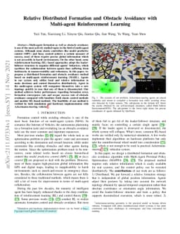 Relative Distributed Formation and Obstacle Avoidance with Multi-agent
  Reinforcement Learning