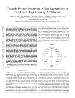 Towards Privacy-Preserving Affect Recognition: A Two-Level Deep Learning
  Architecture