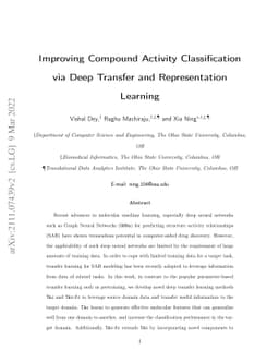 Improving Compound Activity Classification via Deep Transfer and
  Representation Learning