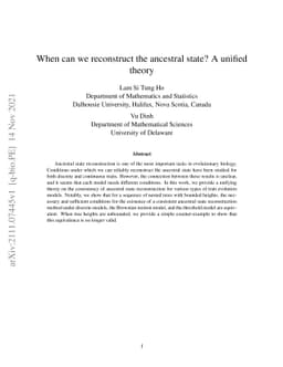 When can we reconstruct the ancestral state? A unified theory