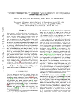 Towards Interpretability of Speech Pause in Dementia Detection using
  Adversarial Learning