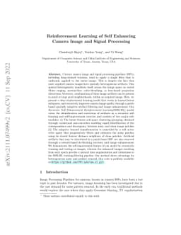 Reinforcement Learning of Self Enhancing Camera Image and Signal
  Processing
