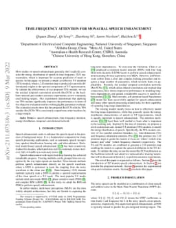 Time-Frequency Attention for Monaural Speech Enhancement
