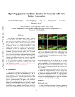 Object Propagation via Inter-Frame Attentions for Temporally Stable
  Video Instance Segmentation