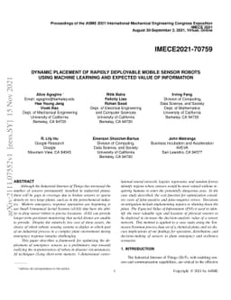 Dynamic Placement of Rapidly Deployable Mobile Sensor Robots Using
  Machine Learning and Expected Value of Information