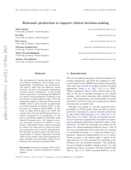 Rationale production to support clinical decision-making