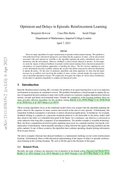 Optimism and Delays in Episodic Reinforcement Learning