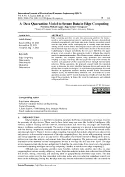 A Data Quarantine Model to Secure Data in Edge Computing