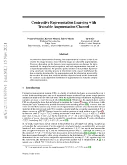 Contrastive Representation Learning with Trainable Augmentation Channel