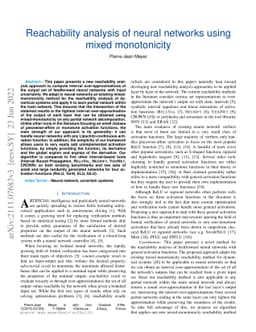 Reachability analysis of neural networks using mixed monotonicity