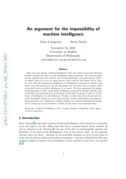 An argument for the impossibility of machine intelligence