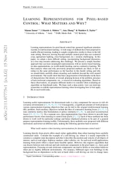 Learning Representations for Pixel-based Control: What Matters and Why?