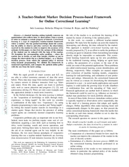 A Teacher-Student Markov Decision Process-based Framework for Online
  Correctional Learning