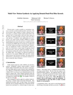 Multi-View Motion Synthesis via Applying Rotated Dual-Pixel Blur Kernels