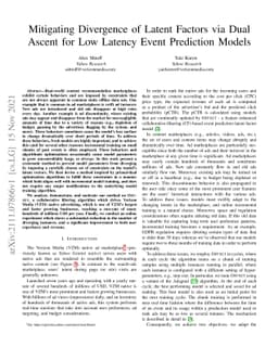 Mitigating Divergence of Latent Factors via Dual Ascent for Low Latency
  Event Prediction Models