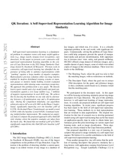 QK Iteration: A Self-Supervised Representation Learning Algorithm for
  Image Similarity