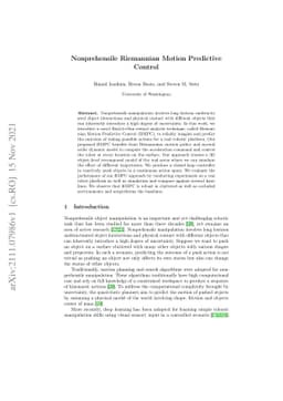 Nonprehensile Riemannian Motion Predictive Control