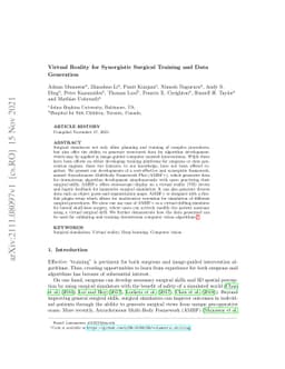 Virtual Reality for Synergistic Surgical Training and Data Generation