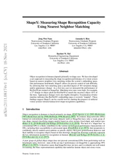 ShapeY: Measuring Shape Recognition Capacity Using Nearest Neighbor
  Matching