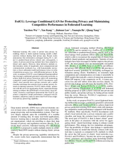 FedCG: Leverage Conditional GAN for Protecting Privacy and Maintaining
  Competitive Performance in Federated Learning