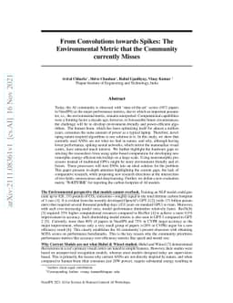 From Convolutions towards Spikes: The Environmental Metric that the
  Community currently Misses