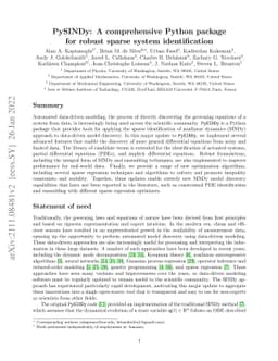 PySINDy: A comprehensive Python package for robust sparse system
  identification