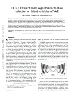 ELBD: Efficient score algorithm for feature selection on latent
  variables of VAE