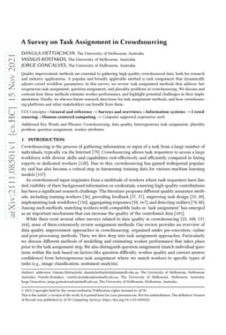 A Survey on Task Assignment in Crowdsourcing
