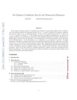 On Adaptive Confidence Sets for the Wasserstein Distances