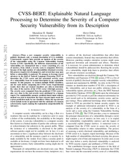 CVSS-BERT: Explainable Natural Language Processing to Determine the
  Severity of a Computer Security Vulnerability from its Description