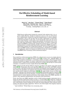 On Effective Scheduling of Model-based Reinforcement Learning