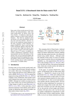 DataCLUE: A Benchmark Suite for Data-centric NLP