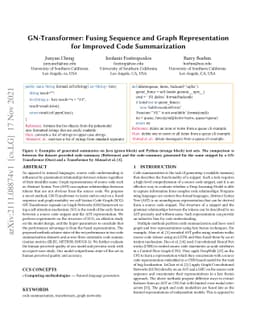 GN-Transformer: Fusing Sequence and Graph Representation for Improved
  Code Summarization