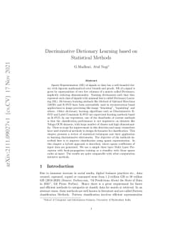 Discriminative Dictionary Learning based on Statistical Methods