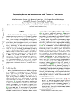 Improving Person Re-Identification with Temporal Constraints