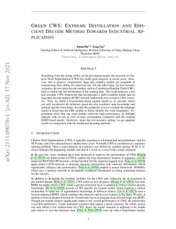Green CWS: Extreme Distillation and Efficient Decode Method Towards
  Industrial Application